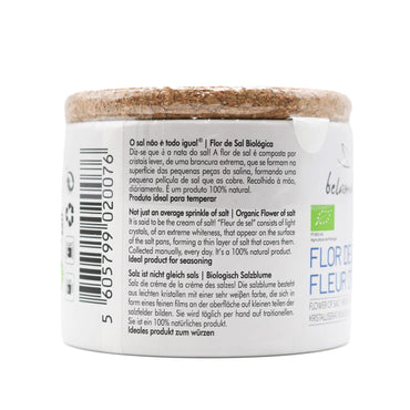 Back of a container with a label on a white background